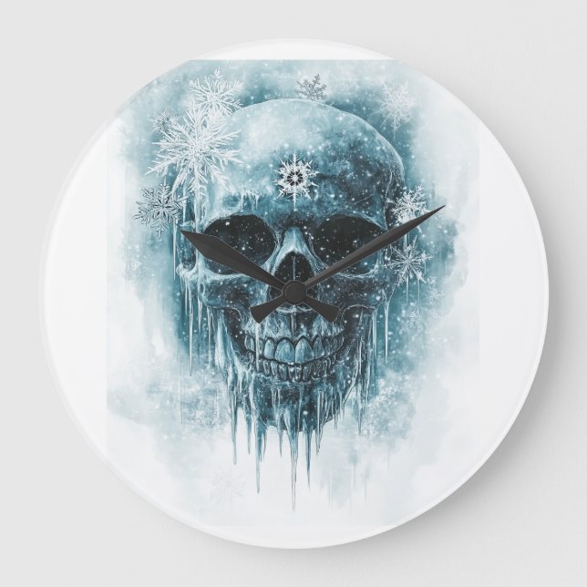 Winter Frost Skull Large Clock (Front)
