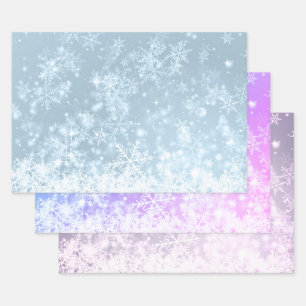Winter Frost Snowflake Pattern Wrapping Paper Sheet