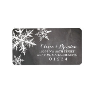 Winter Frost Snowflakes Chalkboard Address Label