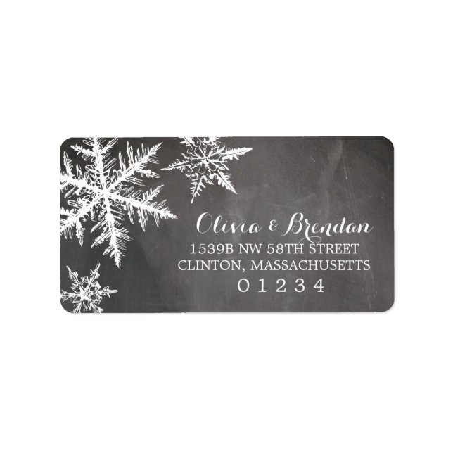 Winter Frost Snowflakes Chalkboard | Address Label (Front)