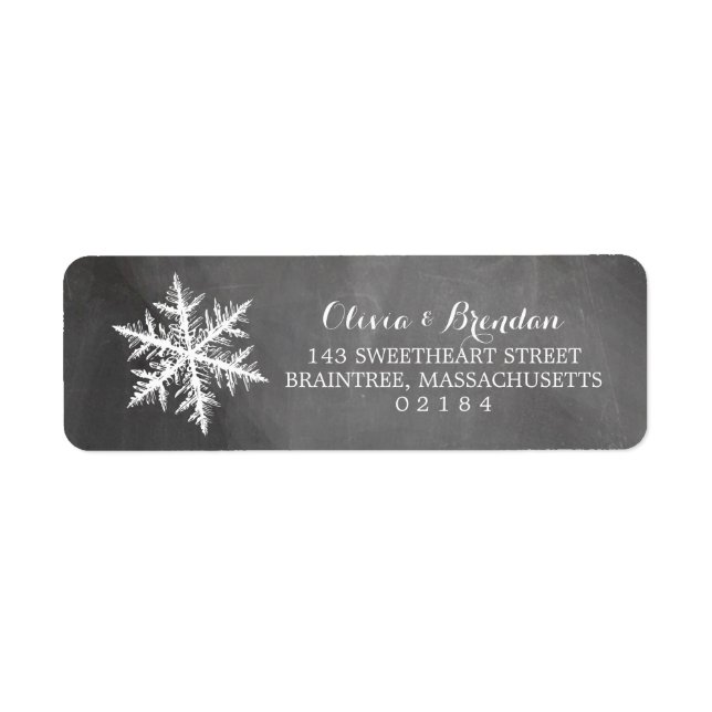 Winter Frost Snowflakes Chalkboard Return Address (Front)