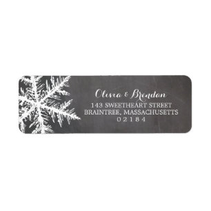 Winter Frost Snowflakes Chalkboard Return Address
