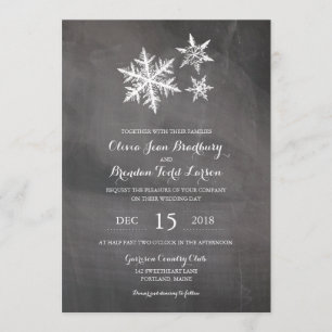 Winter Frost Snowflakes Chalkboard   Wedding Invitation