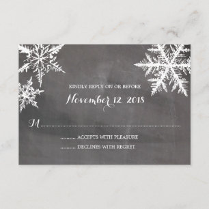 Winter Frost Snowflakes Chalkboard Wedding RSVP