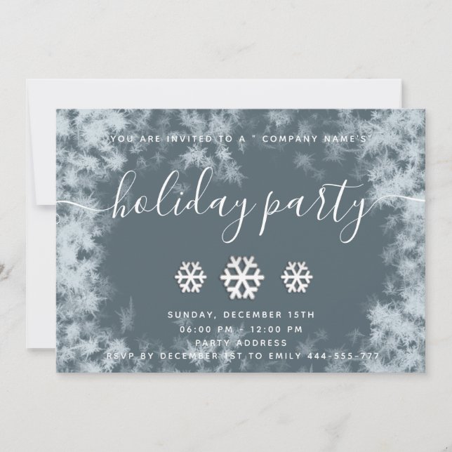 Winter frost snowflakes corporate Christmas party  Invitation (Front)