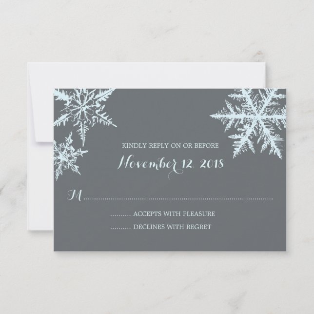 Winter Frost Snowflakes | Wedding RSVP (Front)