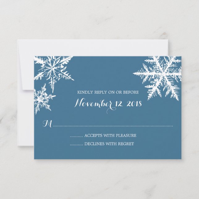 Winter Frost Snowflakes | Wedding RSVP (Front)