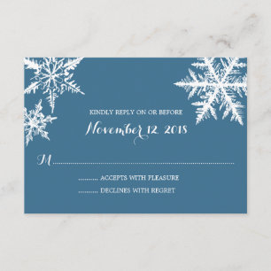Winter Frost Snowflakes   Wedding RSVP Card