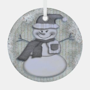 Winter Frost Snowman Christmas Holiday Decor Glass Ornament