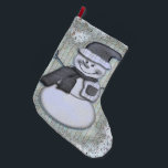 Winter Frost Snowman DECOR Large Christmas Stocking<br><div class="desc">Available in wrist watches, plates, coasters, plates, ornaments, cutting boards, bandannas, night light, cake pan, cake pops and wine charms.</div>