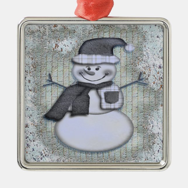 Winter Frost Snowman Metal Ornament (Front)