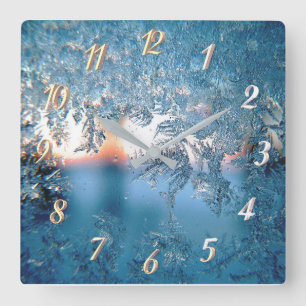 Winter frost square wall clock