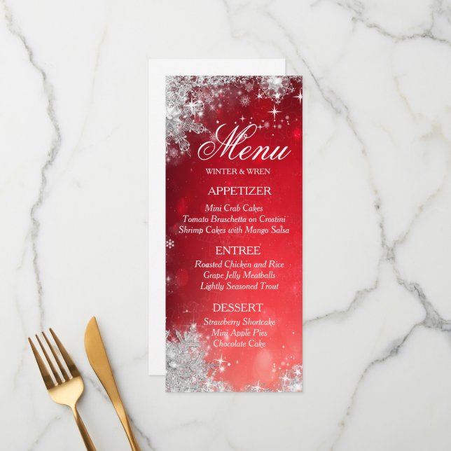 Winter Frosted Snowflake Menu (Front/Back In Situ)