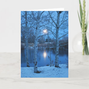 Winter Full Moon on the Pond Card