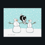 Winter Fun Border Collie | Dog Christmas Holiday Postcard<br><div class="desc">Cute illustration of a Border Collie jumping over the arms of two snowmen. A cool holiday postcard for pet services to customize and send to customers, friends and clients. Great for veterinarians, pet sitters and dog walkers. A fun Christmas postcard for anyone who loves Border Collies and agility dogs. Visit...</div>