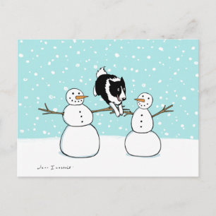Winter Fun Border Collie   Dog Christmas Holiday Postcard