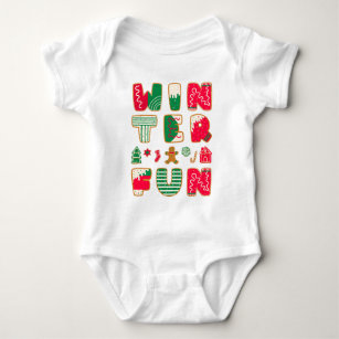 Winter Fun Christmas Cookies Red Green Holiday Baby Bodysuit