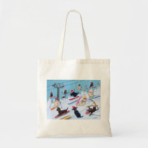 Winter Fun Christmas Skiing Labradors Tote Bag