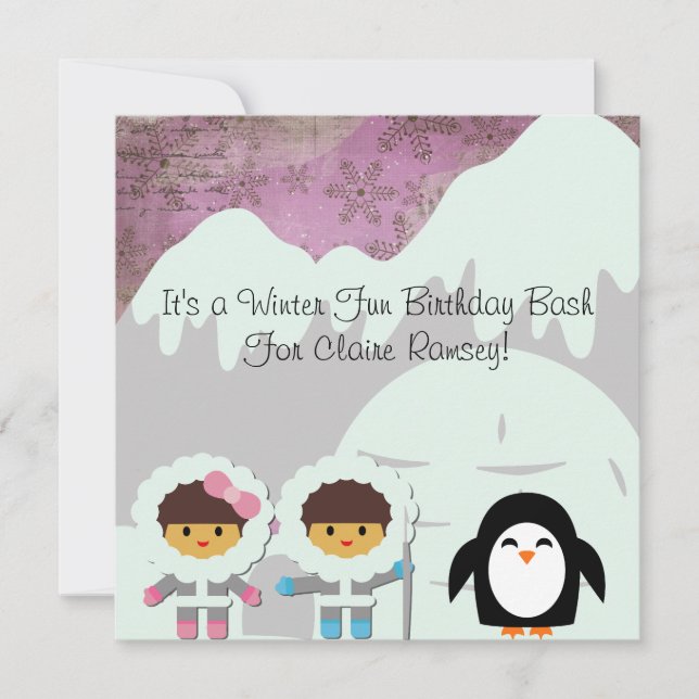 Winter Fun Customized  Birthday Invitations (Front)