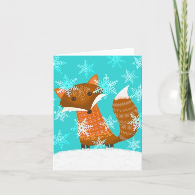 Winter Fun Fox BLANK Carte de voeux (Devant)