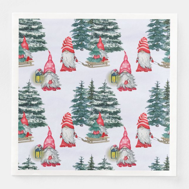 Winter Fun Gnomes Napkin (Front)