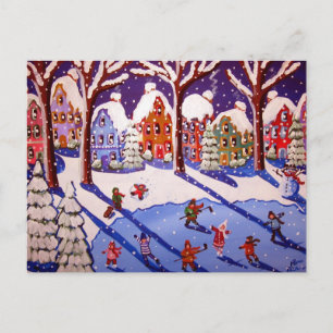 Winter Fun Ice Skaters Post Card