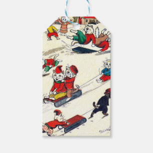 Winter Fun in the Land of Cats, Louis Wain Gift Tags