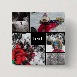 Winter fun kids games snow customizable text perso 2 inch square button