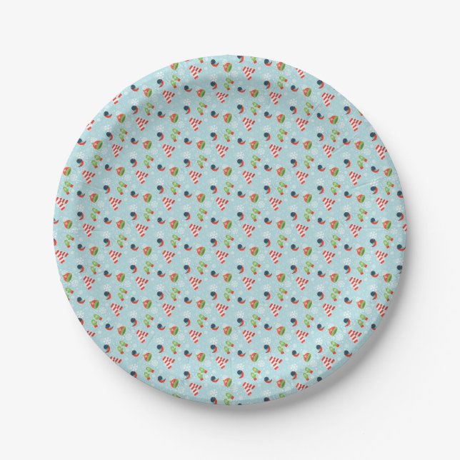 Winter Fun Pattern Paper Plate (Front)