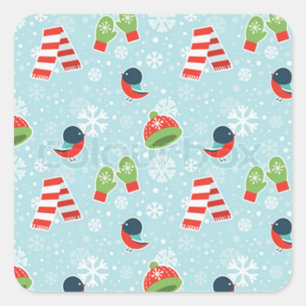 Winter Fun Pattern Square Sticker