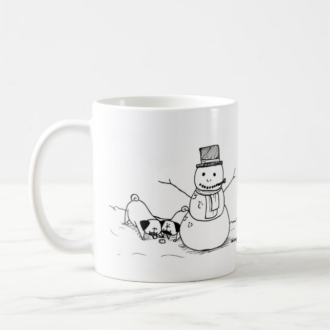 Winter Fun Pugs Coffee Mug (Left)