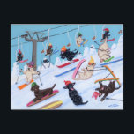 Winter Fun Skiing Labradors Painting Postcard<br><div class="desc">Whimsical and funny Skiing Labrador Retriever Painting design. Happy Labrador Retriever dogs enjoy skiing in Labrador Fancy Ski Resort!!! Black Labrador, Chocolate Labrador, Yellow Labrador are all painted in the picture. They really love snow and winter sport. Colourful and cheery. Painted by Naomi Ochiai. Nice dog gifts for Labrador lover's...</div>