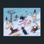Winter Fun Skiing Labradors Painting Postcard<br><div class="desc">Whimsical and funny Skiing Labrador Retriever Painting design. Happy Labrador Retriever dogs enjoy skiing in Labrador Fancy Ski Resort!!! Black Labrador, Chocolate Labrador, Yellow Labrador are all painted in the picture. They really love snow and winter sport. Colourful and cheery. Painted by Naomi Ochiai. Nice dog gifts for Labrador lover's...</div>