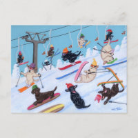 Winter Fun Skiing Labradors Painting