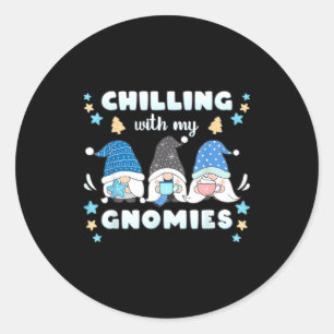 Winter, Funny Nordic Christmas Gnomes  Classic Round Sticker