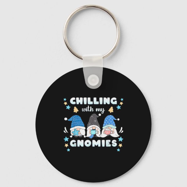 Winter, Funny Nordic Christmas Gnomes  Keychain (Front)