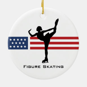 Winter Games Patriotic Figure Skating Ornament