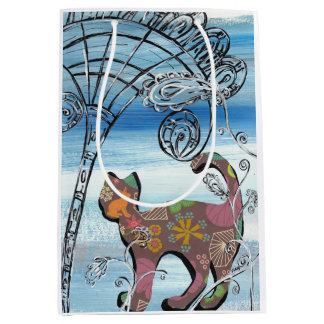 Winter Garden Cat Medium Gift Bag