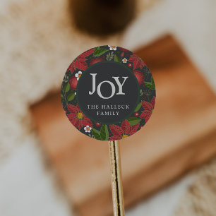 Winter Garden "JOY" Personalized Holiday Classic Round Sticker