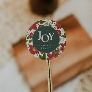 Winter Garden "JOY" Personalized Holiday Classic Round Sticker