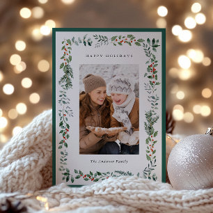 Winter Garland Frame Photo Holiday Card