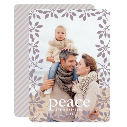 Winter Garland Peace Holiday Photo Card