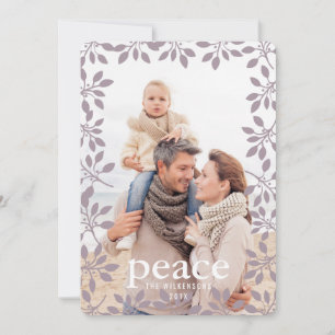 Winter Garland Peace Holiday Photo Card