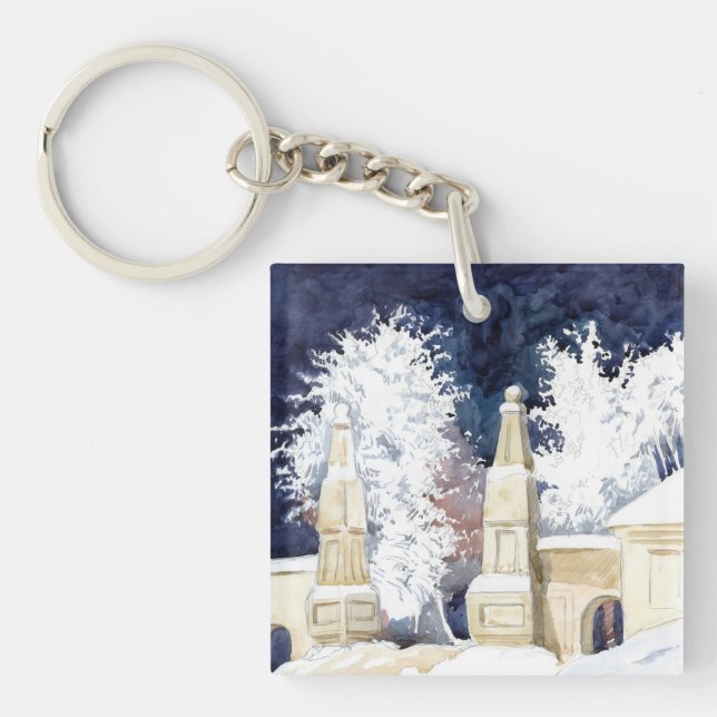 Winter gate at night keychain (Front)