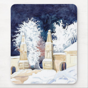 Winter gate at night (sketch) mouse pad