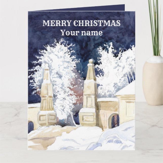Winter gate at night  thank you card (Front)