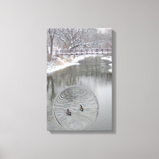 Winter Geese on the River Canvas Print