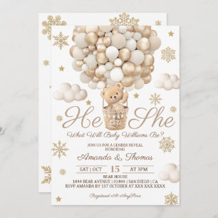 Winter Gender Reveal Bear Themed Invitation