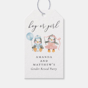 Winter Gender Reveal   Cozy Penguins Baby Shower Gift Tags