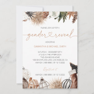 Winter Gender Reveal Invitation, Holidays theme Invitation